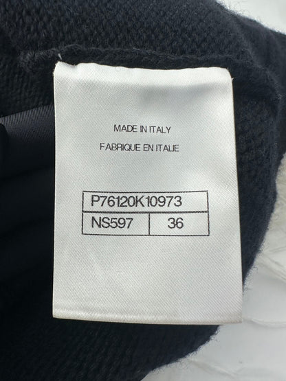 Chanel 23AW Black Cashmere & White Ostrich Feathers Cardigan