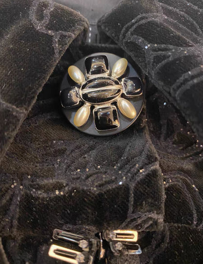 Chanel 14k Black Embroidered velvet jumpsuit