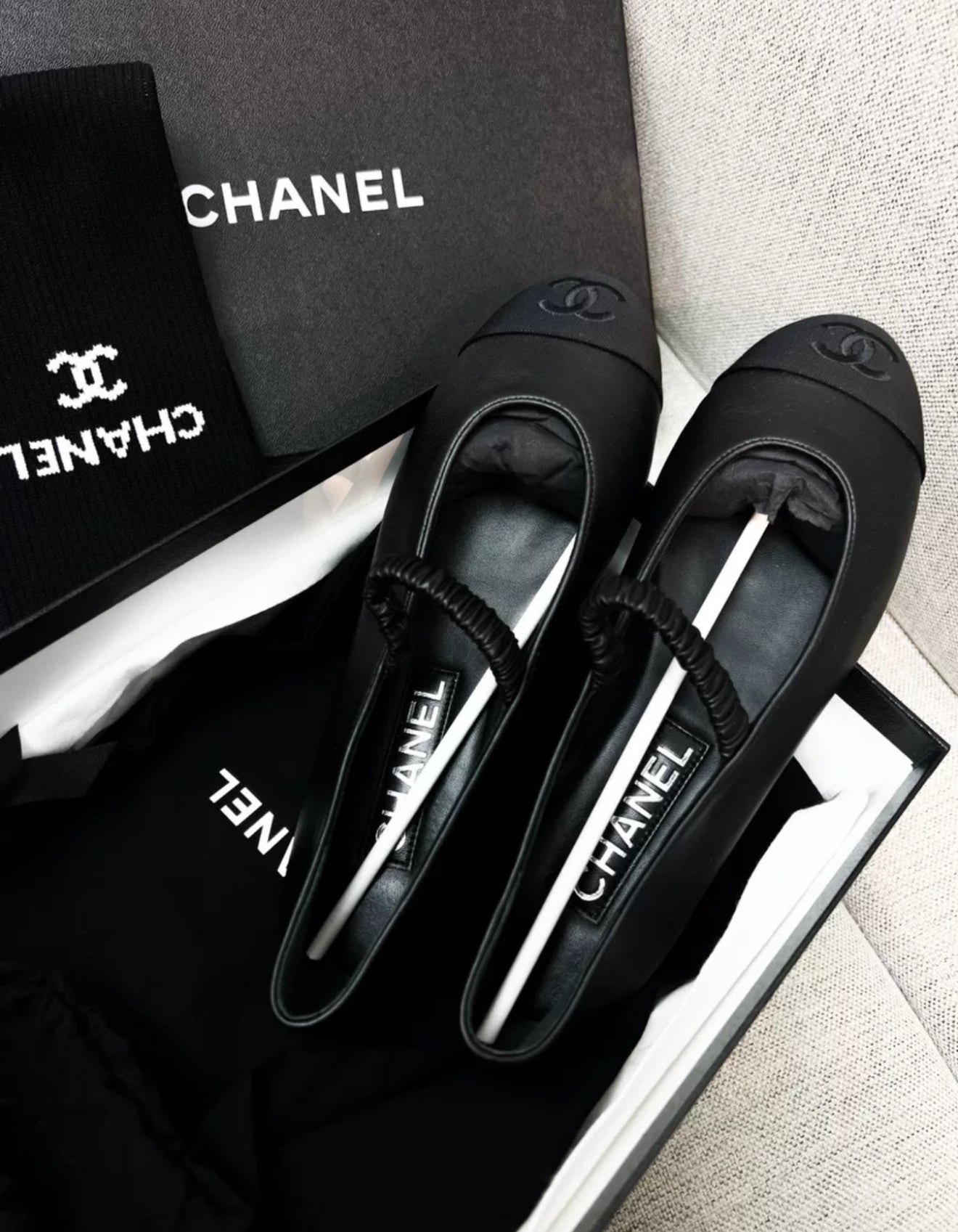 Chanel 24c Mary Jane black leather ballet flats