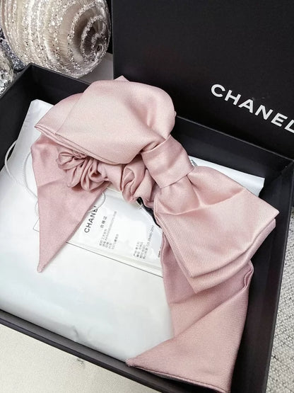 Chanel 2022 Pink Letter Bow Hair Tie
