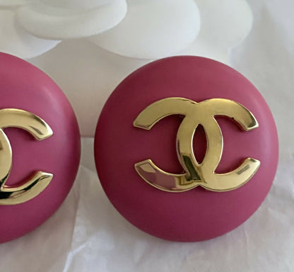 Chanel CC oversized pink earrings