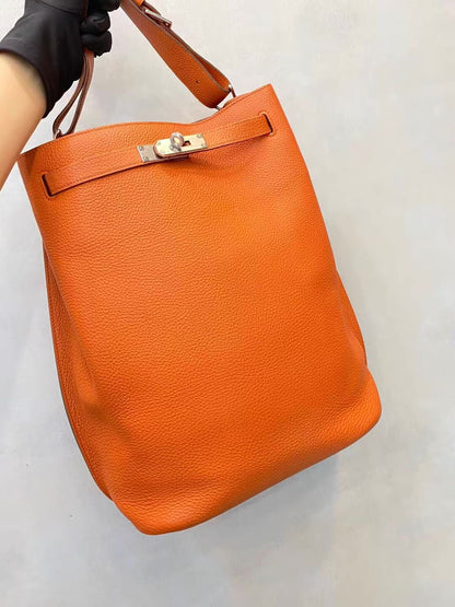 Hermes So Kelly 26 Orange Togo Leather Palladium hardware