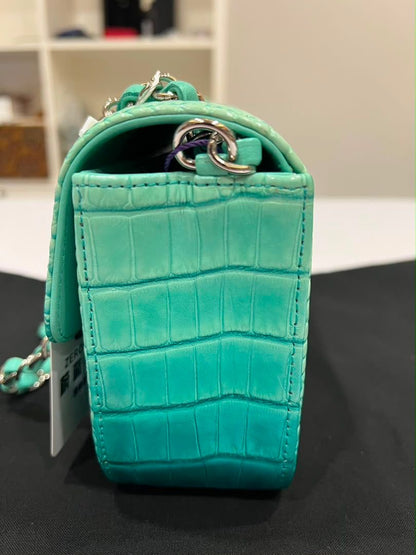Mini Chanel green iridescent flap bag
