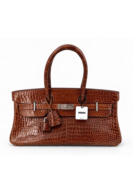 Hermès Birkin Shoulder JPG 42 Miel Shiny Porosus Crocodile Palladium Hardware – Ultra Rare Collector Piece
