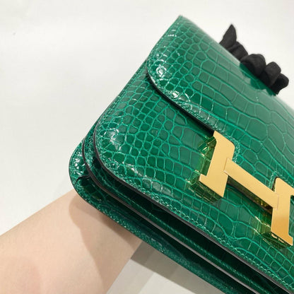 Hermès Constance 18 Vert Emeraude Alligator Mississippi Lisse Gold Hardware