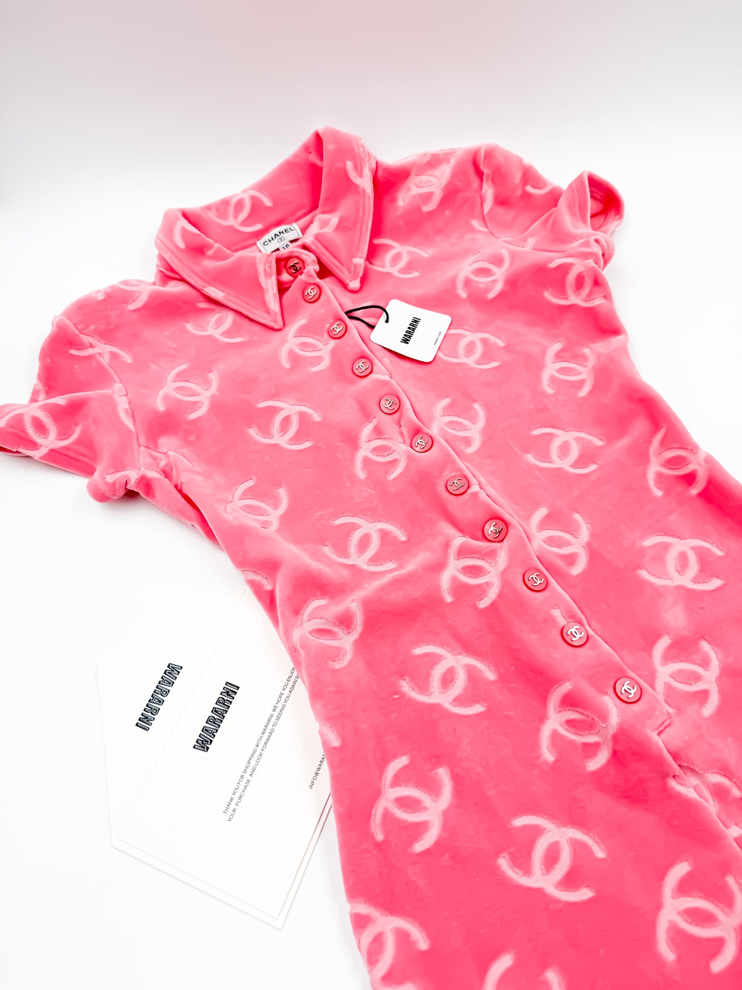 Chanel Vintage 1996 Pink Velour CC Logo Jumpsuit — Ultra Rare