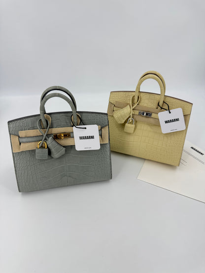 Hermès Birkin 20 Gris Ciment Matte Alligator Gold Hardware