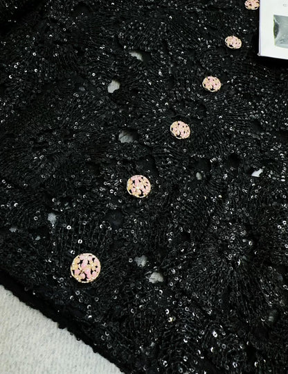 Chanel 24S Black Flower Lace Jacket