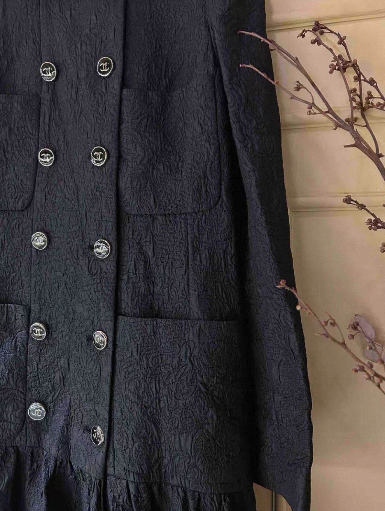 Rare Chanel 2021 Black Long Coat/Dress 38