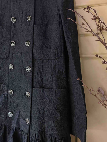 Rare Chanel 2021 Black Long Coat/Dress 38