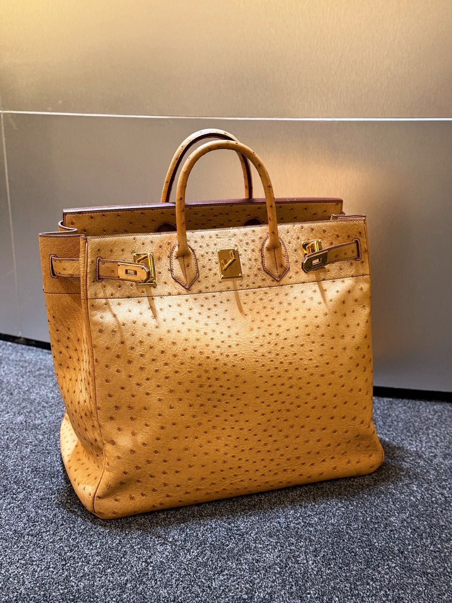 Hermes JPG HAC 45 Natural Ostrich Leather Gold hardware