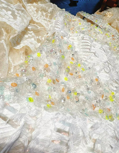 Chanel 18s white embroidered haute couture dress