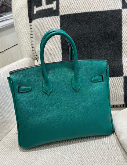 Hermes Birkin 25 Malachite Green Epsom leather Palladium hardware