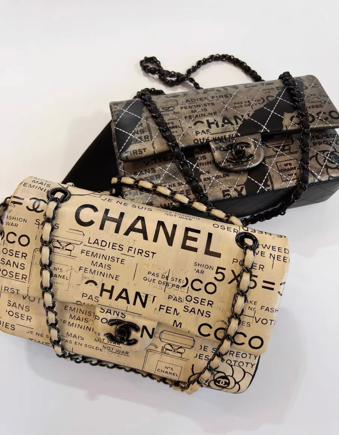 Chanel Classic Flap Graffiti Limited Edition Runway Newspaper Shoulder Bag