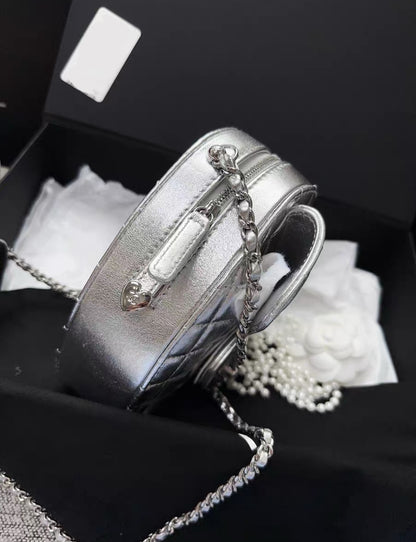 Chanel 25B Large Silver Heart bag