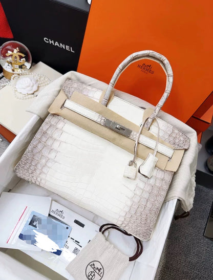 Hermes birkin 30 Himalaya Alligator Leather Palladium Hardware