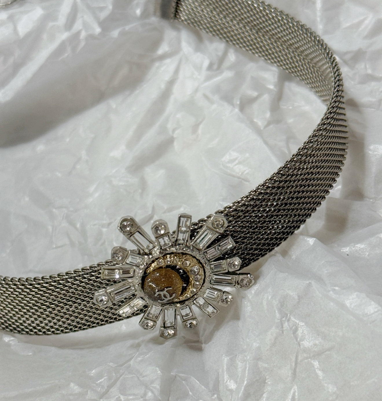 Chanel 17K Diamond-Encrusted Sunflower Wide Choker