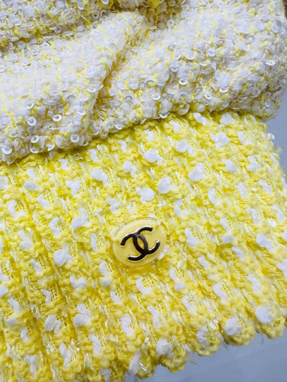 Chanel 19S Beach Collection yellow tweed jacket