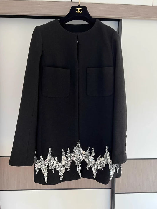 Chanel 22A silver sequined black jacket,