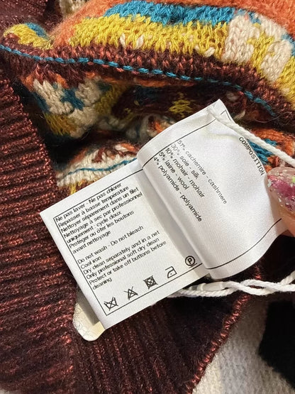 Chanel 18c Khaki and Orange Check cardigan