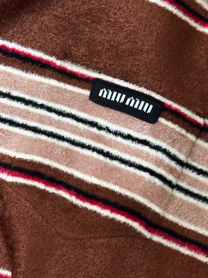 Miu Miu Spring/Summer 2026 brown striped terry cloth top