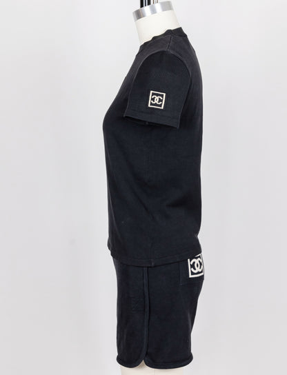 Chanel 2003 Vintage Navy Blue Knit Logo Lounge Set