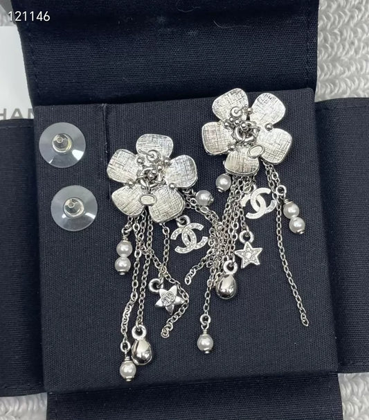 Chanel 26C Pearl and Crystal Tassel Earrings