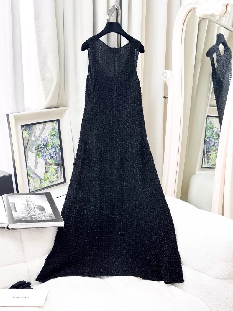 Chanel 24P black tweed dress