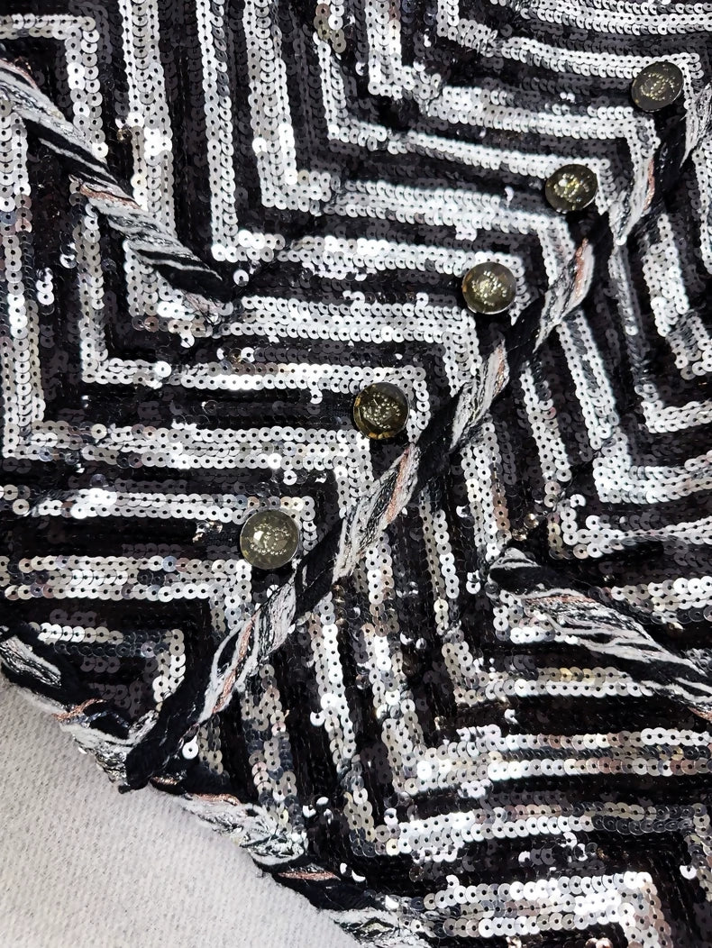 Chanel 21K black and white sequinned jacket