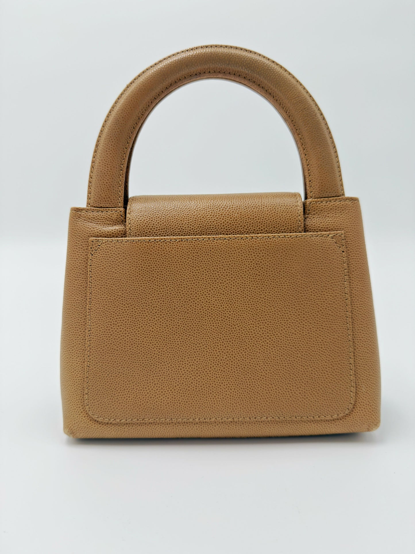 Chanel 1998 Series 5 Vintage Beige Caviar Leather Micro Kelly Bag