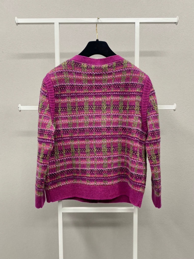Chanel 18B cashmere rose red tweed cardigan