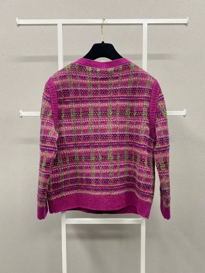 Chanel 18B cashmere rose red tweed cardigan