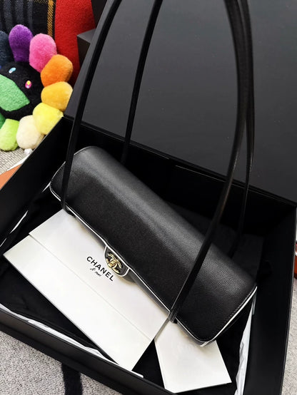 Chanel 26P black and white bowling bag