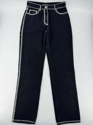 Chanel 24N Coco Neige Black and White Cartoon Border Wide-Leg Jeans Size 34