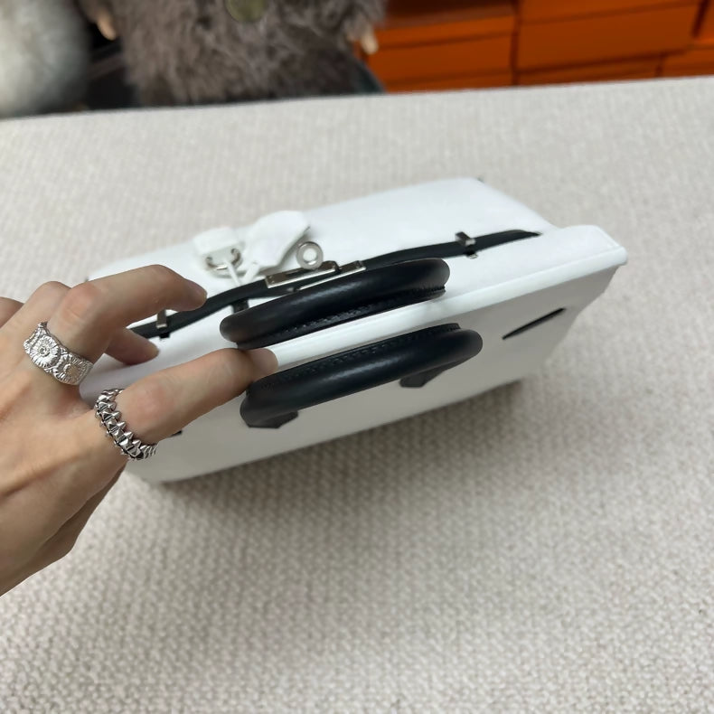 Hermes Birkin25 black and white Epsom leather Palladium Hardware