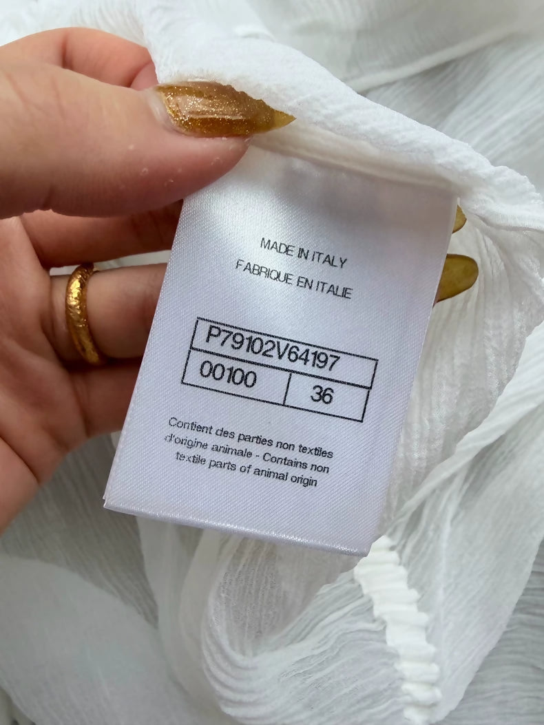 Chanel 25s white silk shirt