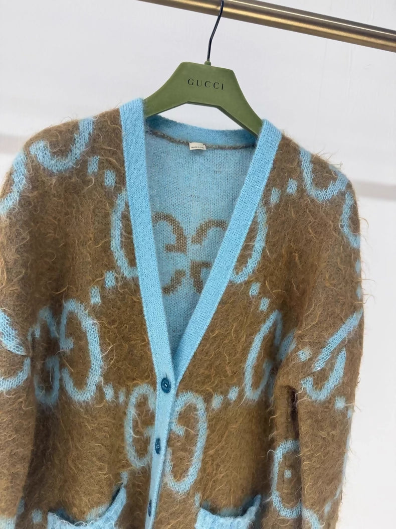 Gucci mohair reversible blue-brown cardigan
