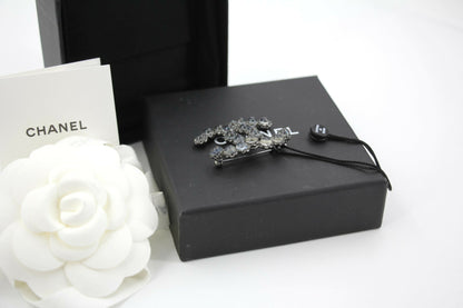 Chanel 17K Rhinestone Starlight Blue CC Brooch