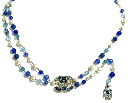 Rare Chanel 07A CC Aztec Bird Multicolor Gripoix Pearl Statement Belt/Necklace