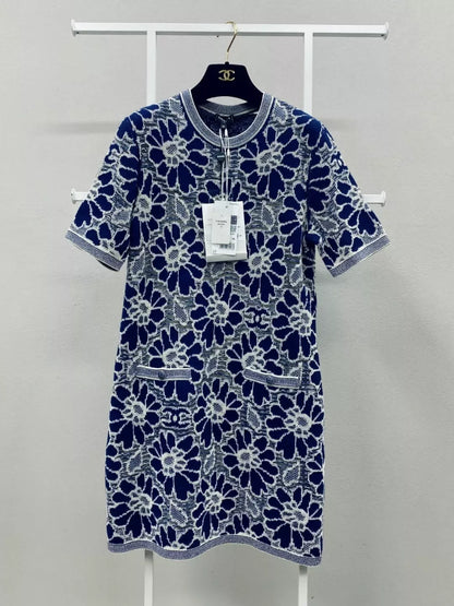 Chanel 20P white and blue dress