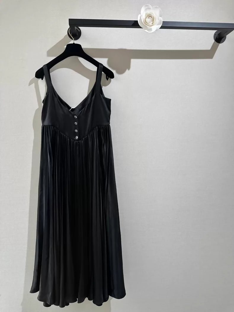 Chanel 24K black silk slip dress