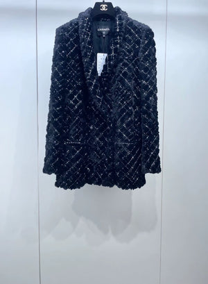 Chanel 22B black faux fur jacket
