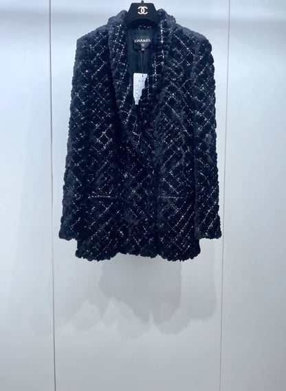 Chanel 22B black faux fur jacket