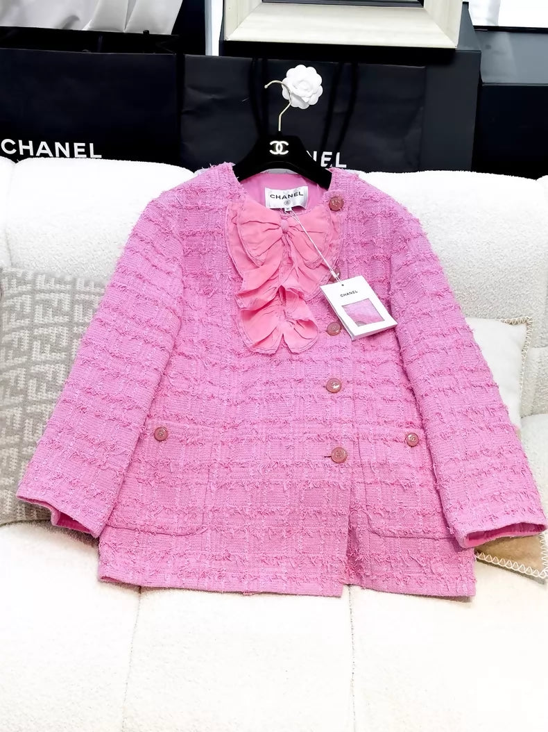 Chanel 23C pink tweed dress/jacket