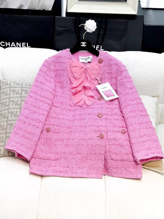 Chanel 23C pink tweed dress/jacket