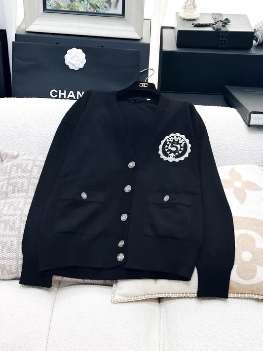 Chanel 23C black knit cardigan number 5