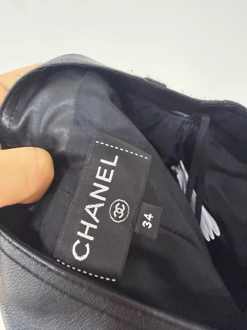 Chanel 24B leather midi skirt