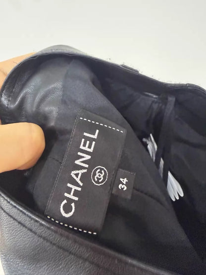 Chanel 24B leather midi skirt