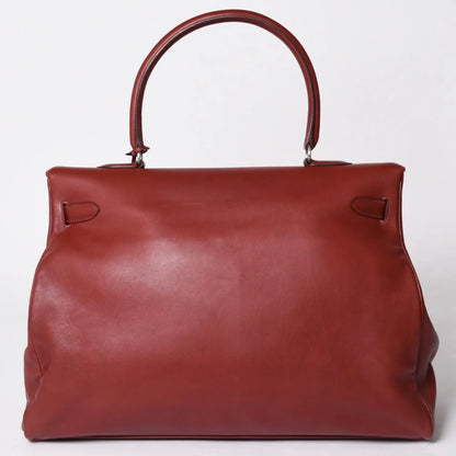 Rare HERMES Kelly 50 Relax Rouge H leather palladium hardware