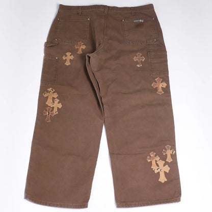 CHROME HEARTS × MATTY BOY SEX RECORDS brown Carpenter pants with cross patches